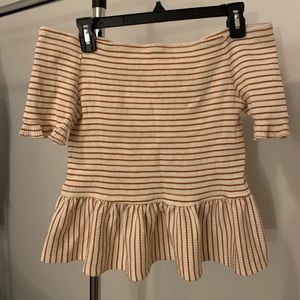 Cute striped open shoulder top